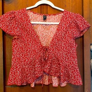 Red floral crop top